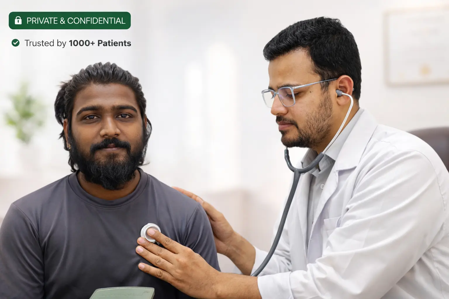 Dr Riyaz consulting patient privately at Life Care Clinic